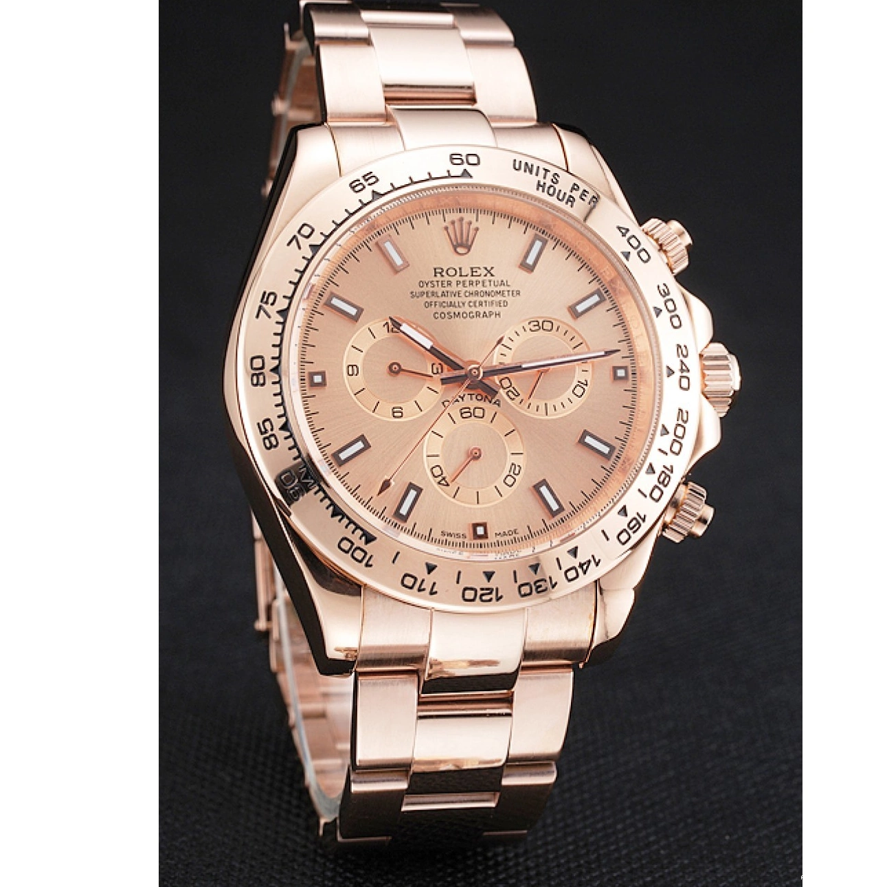 Aaa replica watch 1454247 And Rose Daytona Case Pink Gold Bracelet Cosmograph Dial Rolex 0727